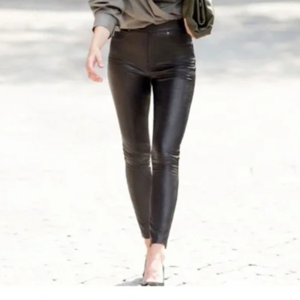 SPANX Black High-Waist Faux Leather Leggings